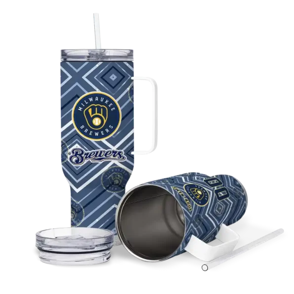 personalized milwaukee brewers bold diamonds navy blue curved tumbler high quality 1.webp