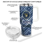 personalized milwaukee brewers bold diamonds navy blue curved tumbler best selling 1.webp