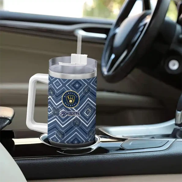 personalized milwaukee brewers bold diamonds navy blue curved tumbler trendy 1.webp