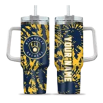 personalized milwaukee brewers burst swirl navy blue curved tumbler best selling 1.webp