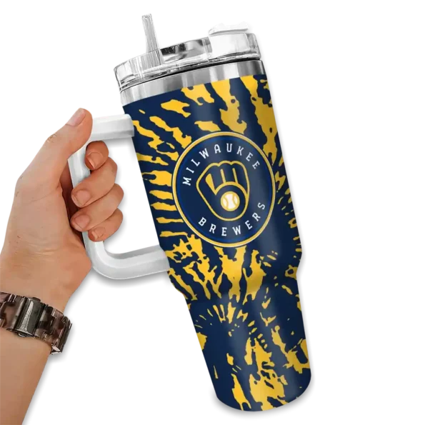 personalized milwaukee brewers burst swirl navy blue curved tumbler fashion forward 1.webp