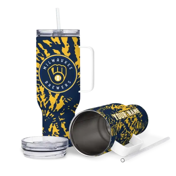 personalized milwaukee brewers burst swirl navy blue curved tumbler high quality 1.webp