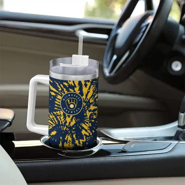 personalized milwaukee brewers burst swirl navy blue curved tumbler trendy 1.webp