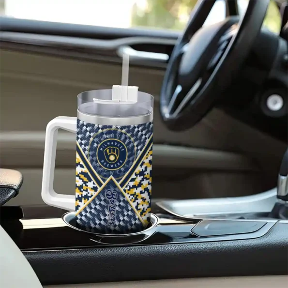 personalized milwaukee brewers chevron angle navy blue curved tumbler trendy 1.webp