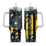 personalized milwaukee brewers claw cut navy blue black curved tumbler best selling 1.webp