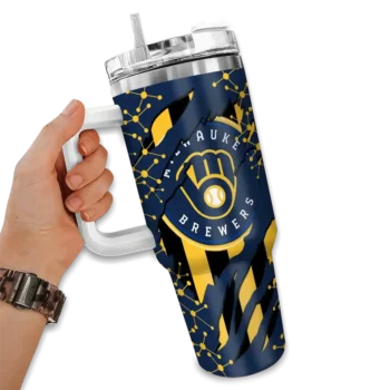 personalized milwaukee brewers claw cut navy blue black curved tumbler fashion forward 1.webp