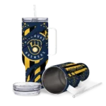 personalized milwaukee brewers claw cut navy blue black curved tumbler best selling 1.webp