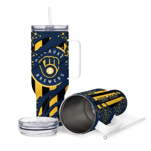 personalized milwaukee brewers claw cut navy blue black curved tumbler high quality 1.webp