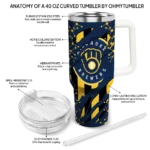 personalized milwaukee brewers claw cut navy blue black curved tumbler best selling 1.webp