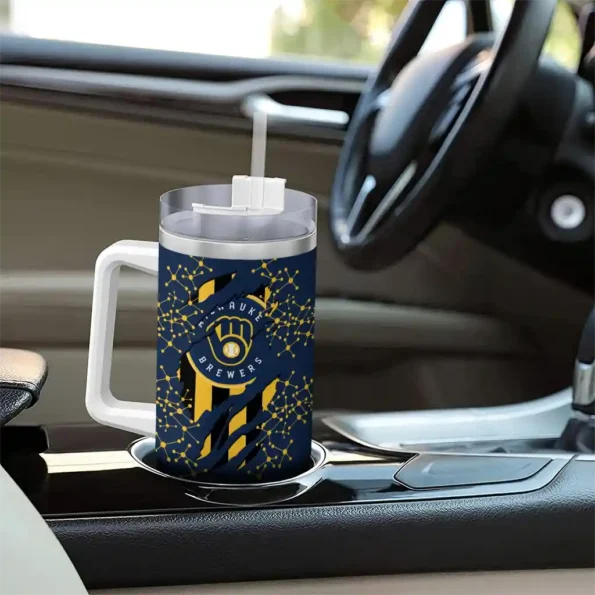 personalized milwaukee brewers claw cut navy blue black curved tumbler trendy 1.webp