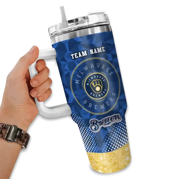 personalized milwaukee brewers geometric prism navy blue curved tumbler fashion forward 1.webp
