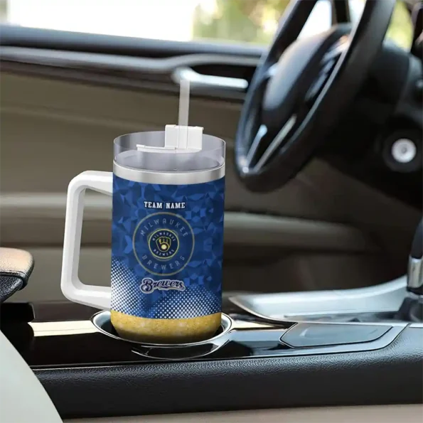 personalized milwaukee brewers geometric prism navy blue curved tumbler trendy 1.webp