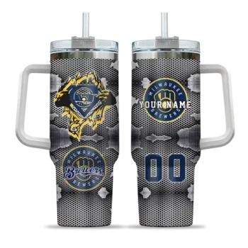 personalized milwaukee brewers superman shield navy blue gray curved tumbler best selling 1.webp