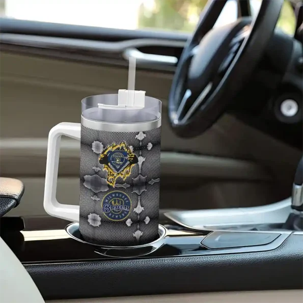 personalized milwaukee brewers superman shield navy blue gray curved tumbler trendy 1.webp