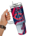 personalized minnesota twins arrow burst navy curved tumbler best selling 1.webp
