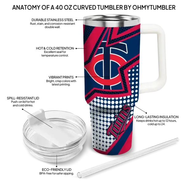 personalized minnesota twins arrow burst navy curved tumbler new arrival 1.webp