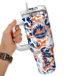 personalized new york mets camo mashup blue white curved tumbler best selling 1.webp
