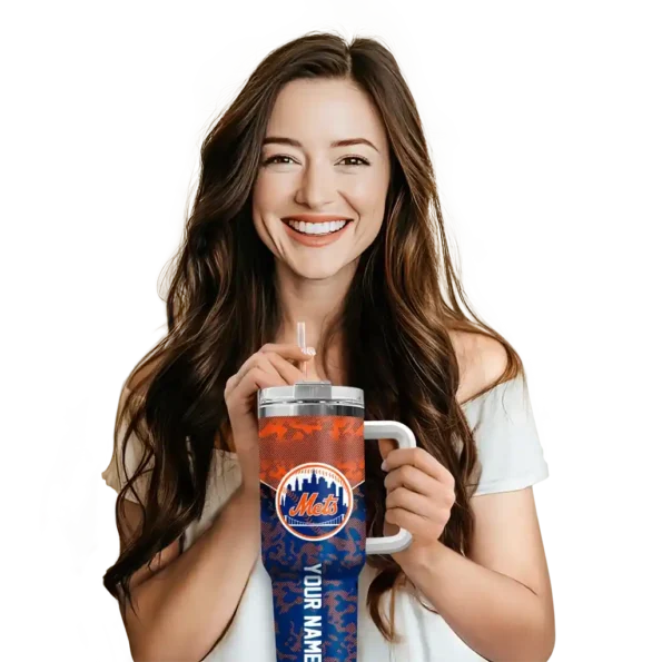 personalized new york mets chevron stripe blue curved tumbler premium grade 1.webp
