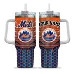 personalized new york mets hex texture blue curved tumbler best selling 1.webp
