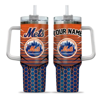personalized new york mets hex texture blue curved tumbler best selling 1.webp