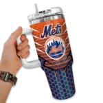 personalized new york mets hex texture blue curved tumbler best selling 1.webp