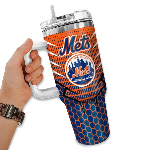 personalized new york mets hex texture blue curved tumbler fashion forward 1.webp