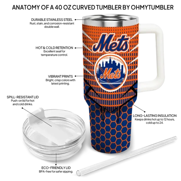 personalized new york mets hex texture blue curved tumbler new arrival 1.webp