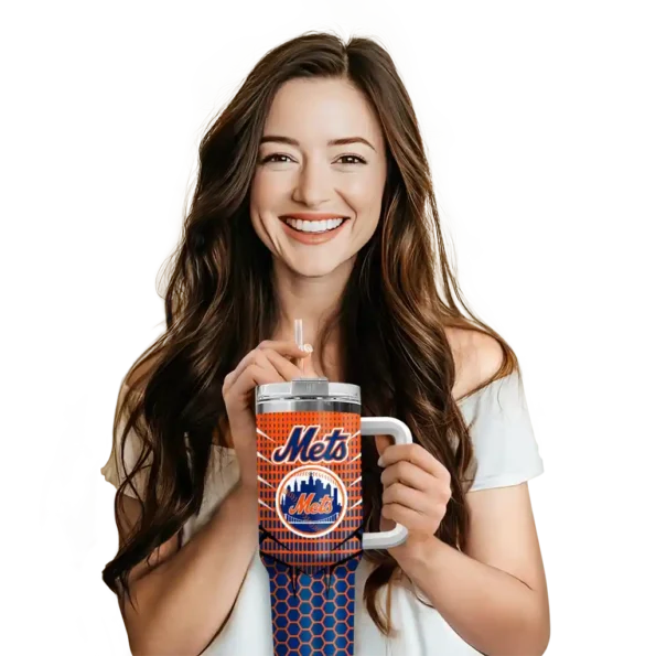 personalized new york mets hex texture blue curved tumbler premium grade 1.webp