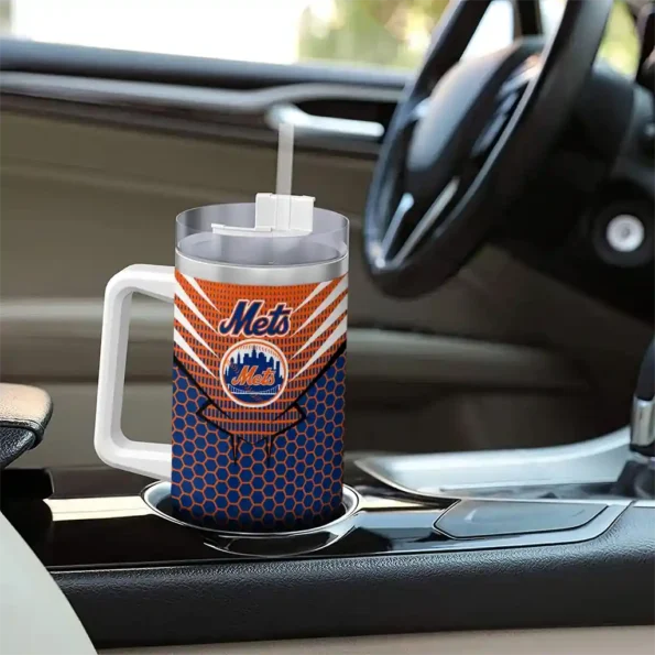 personalized new york mets hex texture blue curved tumbler trendy 1.webp