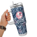 personalized new york yankees bold diamonds navy curved tumbler best selling 1.webp