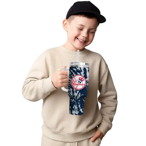 personalized new york yankees burst swirl navy curved tumbler latest model 1.webp