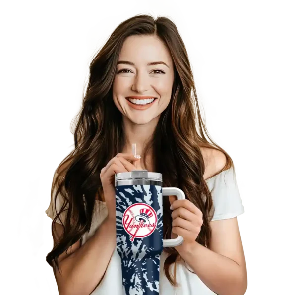 personalized new york yankees burst swirl navy curved tumbler premium grade 1.webp