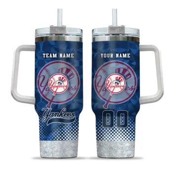 personalized new york yankees geometric prism navy curved tumbler best selling 1.webp