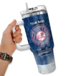 personalized new york yankees geometric prism navy curved tumbler best selling 1.webp