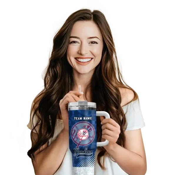 personalized new york yankees geometric prism navy curved tumbler premium grade 1.webp