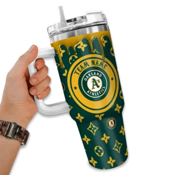 personalized oakland athletics bullseye drips green curved tumbler fashion forward 1.webp