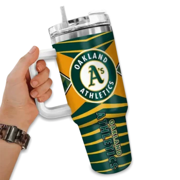 personalized oakland athletics chevron layers green curved tumbler fashion forward 1.webp