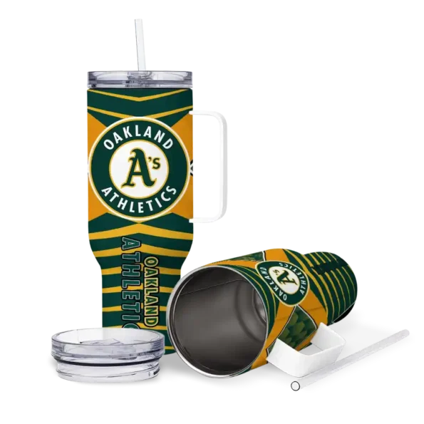 personalized oakland athletics chevron layers green curved tumbler high quality 1.webp