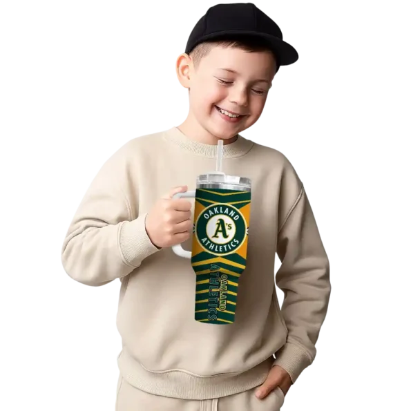 personalized oakland athletics chevron layers green curved tumbler latest model 1.webp