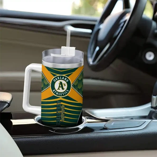 personalized oakland athletics chevron layers green curved tumbler trendy 1.webp