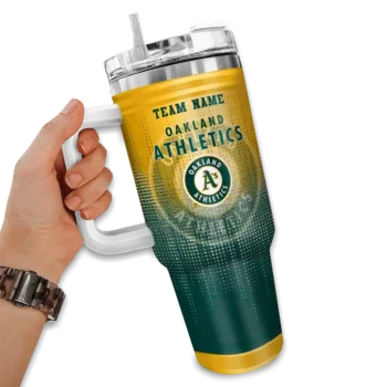 personalized oakland athletics gradient dots green curved tumbler fashion forward 1.webp