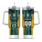 personalized oakland athletics hexagon armor green curved tumbler best selling 1.webp