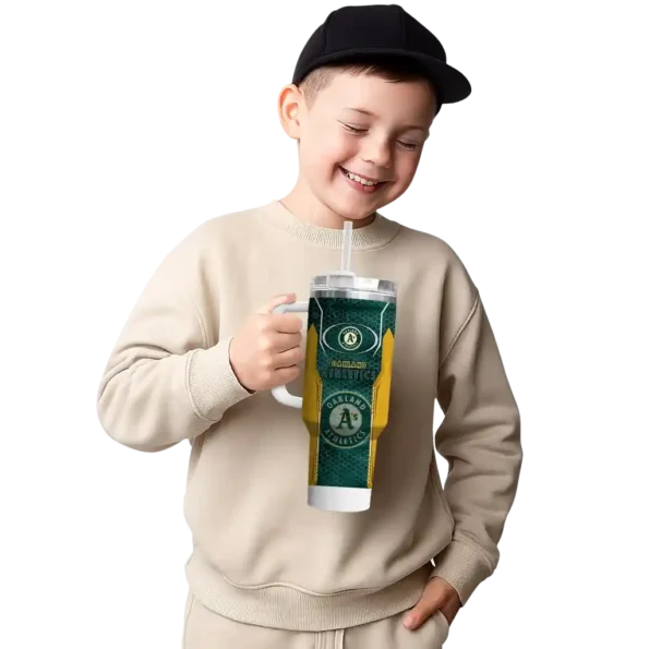 personalized oakland athletics hexagon armor green curved tumbler latest model 1.webp