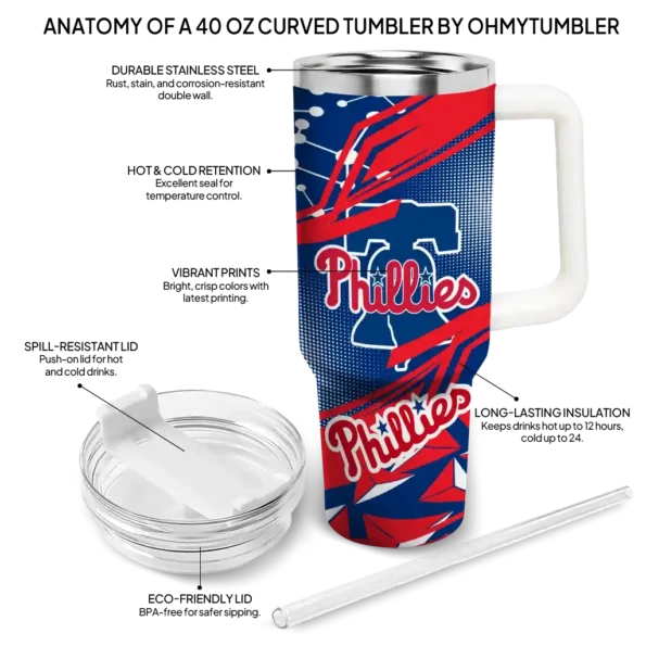 personalized philadelphia phillies abstract paths blue curved tumbler new arrival 1.webp