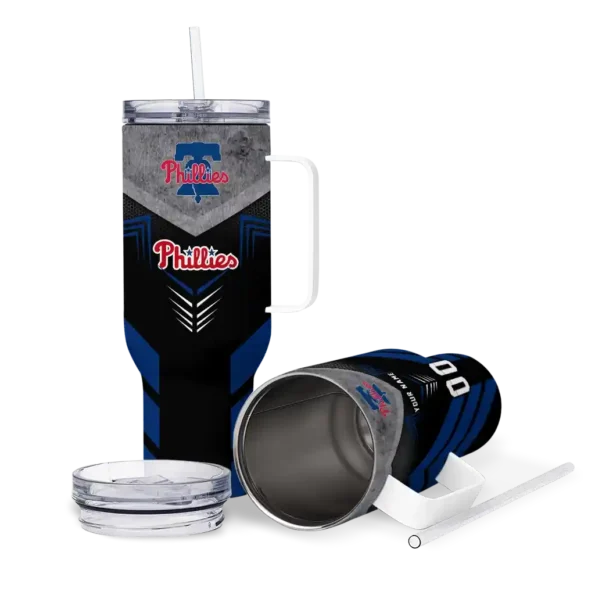personalized philadelphia phillies arrow armor blue black curved tumbler high quality 1.webp