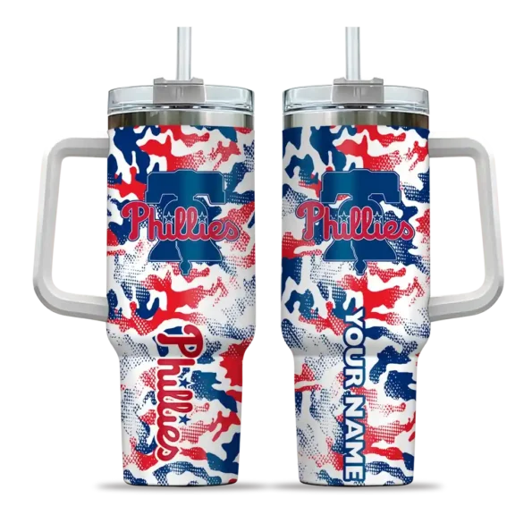 personalized philadelphia phillies camo mashup blue white curved tumbler best selling 1.webp