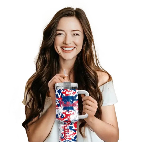personalized philadelphia phillies camo mashup blue white curved tumbler premium grade 1.webp