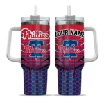 personalized philadelphia phillies hex texture blue curved tumbler best selling 1.webp