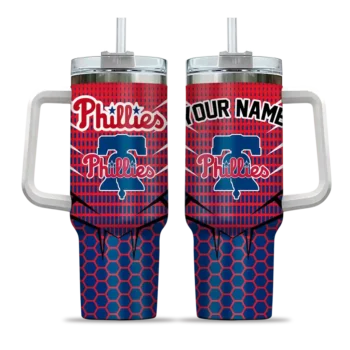 personalized philadelphia phillies hex texture blue curved tumbler best selling 1.webp