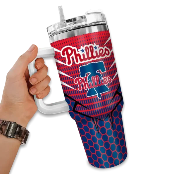 personalized philadelphia phillies hex texture blue curved tumbler fashion forward 1.webp